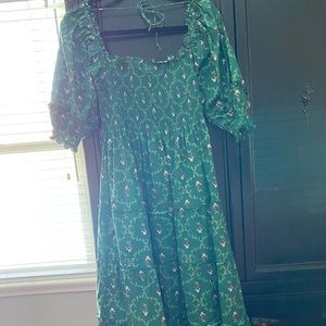 Hill House Nesli Nap dress Emerald green trellis size Large